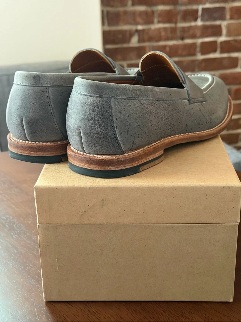 Grant Stone Traveler Penny Loafer in Storm Kudu - Picture 3 of 6